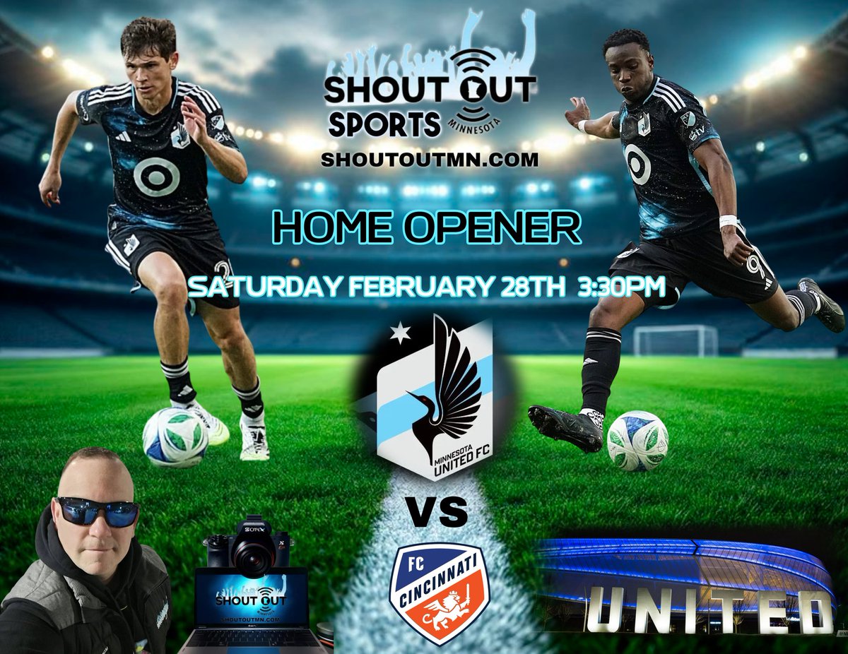 It's Match Day!! <a href="/ShoutOutMN/">Shout Out Minnesota</a> Sports covering the <a href="/MNUFC/">Minnesota United FC</a> for our 5th season.  Minnesota entering their 10th season in the <a href="/MLS/">Major League Soccer</a> it's <a href="/MNUFC/">Minnesota United FC</a> vs <a href="/fccincinnati/">FC Cincinnati</a> 3:30pm <a href="/allianzfield/">Allianz Field</a> 
#homeopener