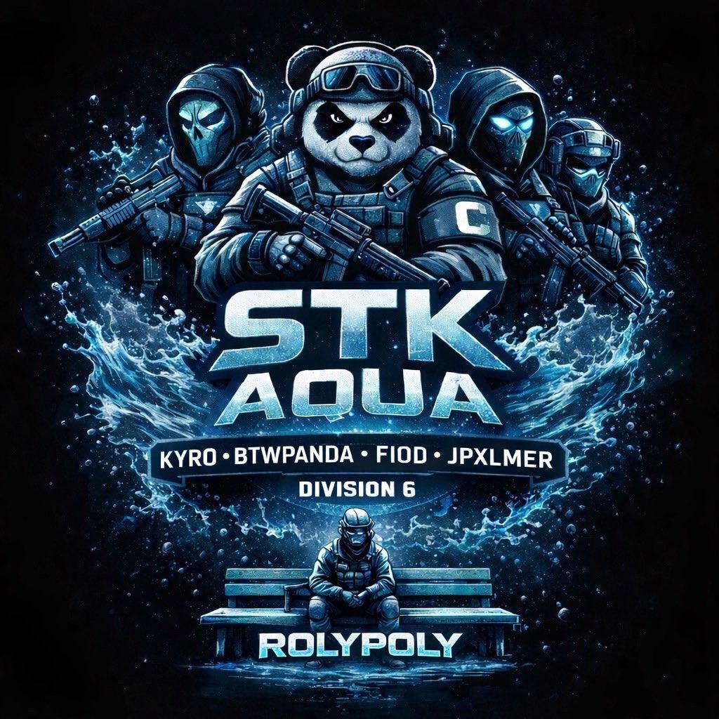 STKEsportsGG's tweet photo. We’re exited to welcome STK Aqua💧for the upcoming @AMeLeague S2 in division 6 &amp; upcoming tournaments!

@PandaStk80349 (C)
@FIOD911 
@JPxlmer_
@Pulsecod_ 
-RolyPoly (Sub)

Let’s get to work boys! 🔐 https://t.co/uMxzVEdihb