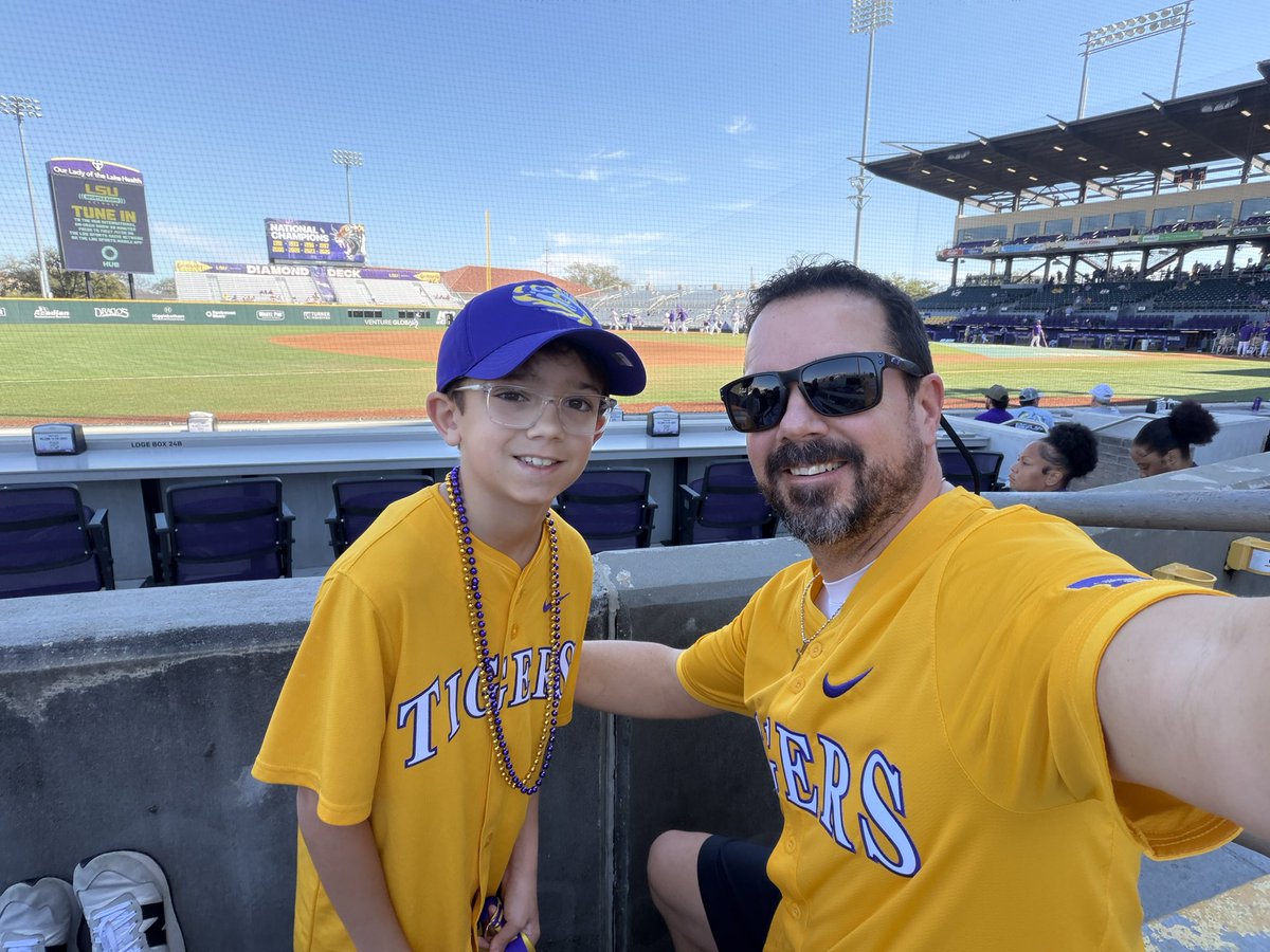 stbpike24's tweet photo. @LSUbaseball  celebrating his 10th birthday watching the Tigers for his first game ever. https://t.co/wMXgHHT41H