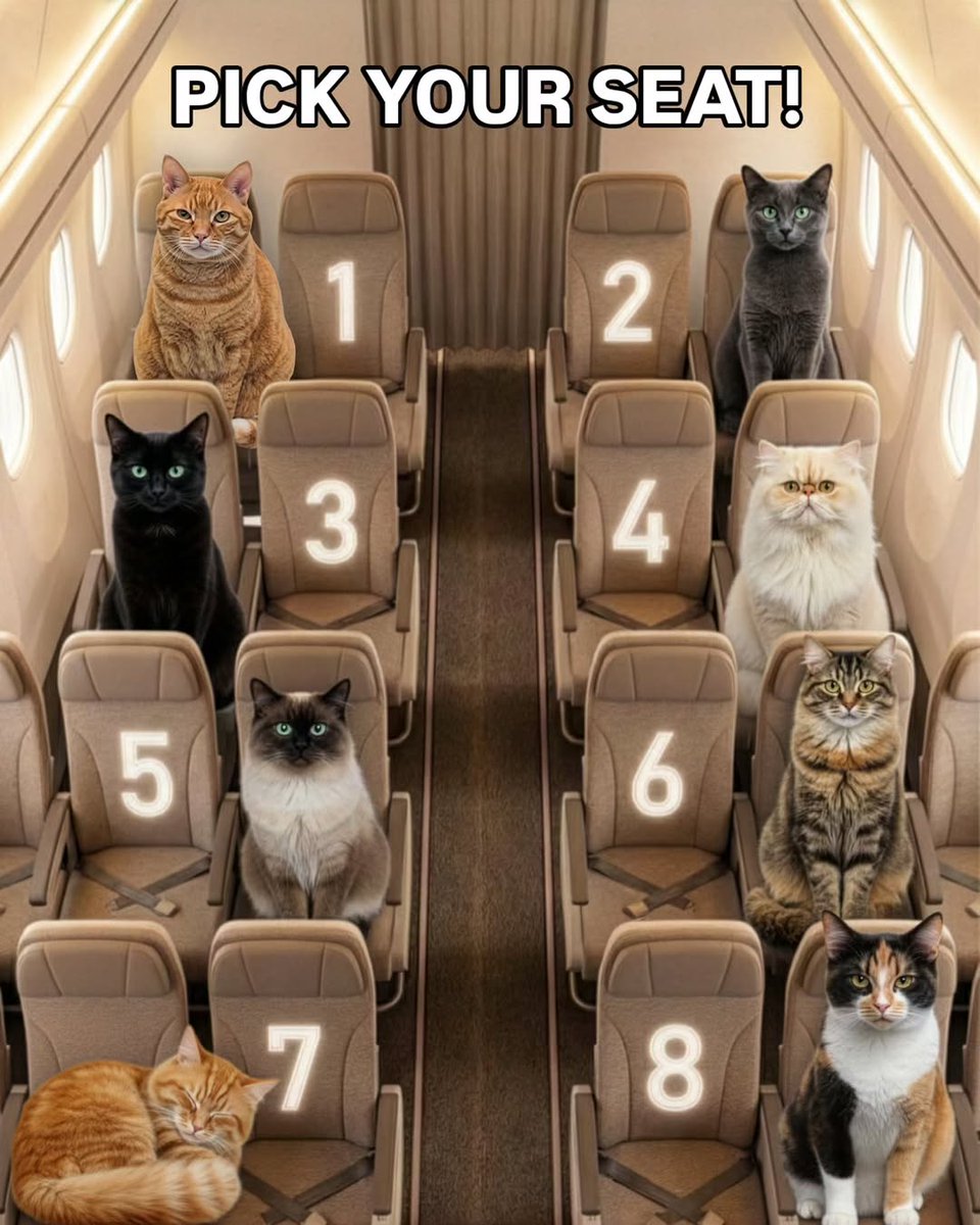 Flight full of VIPs 
 Which seat are you choose?  😻