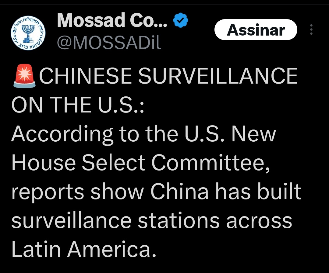 Saray_sandrac's tweet photo. 🚨URGENTE! 
EUA DIZ QUE A CHINA TEM BASE MILITAR SECRETA NO NORDESTE DO BRASIL!

O Congresso americano acabou de divulgar um relatório bombástico acusando o Brasil de abrigar instalações militares chinesas disfarçadas.

A principal delas fica em Salvador, na Bahia (Nordeste brasileiro!), na sede da empresa brasileira Ayla Space. Chamada de Tucano Ground Station, a estrutura é uma parceria com a companhia chinesa Beijing Tianlian Space Technology — e, segundo os EUA, serve para rastrear satélites e coletar dados que podem ter uso militar.

Outra instalação citada: um laboratório de radioastronomia Brasil-China na Serra do Urubu (também na Bahia), focado em tecnologias avançadas para exploração espacial profunda.

O relatório, intitulado “Atraindo a América Latina para a Órbita da China”, diz que Pequim está usando parcerias civis como fachada para expandir influência militar, econômica e de inteligência na região. O Brasil é mencionado 15 vezes!

Exército, Marinha e Aeronáutica brasileiras? Silêncio total até agora.

Isso é sério: os americanos estão alertando que essas “estações terrestres” podem ajudar a China em operações estratégicas bem aqui no nosso quintal.

(Fonte: relatório do Comitê do Congresso dos EUA + cobertura de veículos como CBN, Revista Oeste, Gazeta do Povo e outros.)