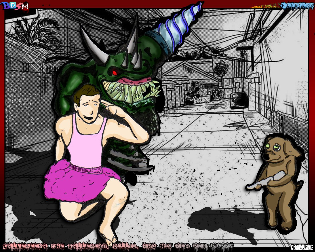 My daughters decided that Calvereena from Jonly Nonly should be a ballerina. Then I remember that I actually drew him as one years ago in Tim's Final Change.
Background is by JB Panotes.