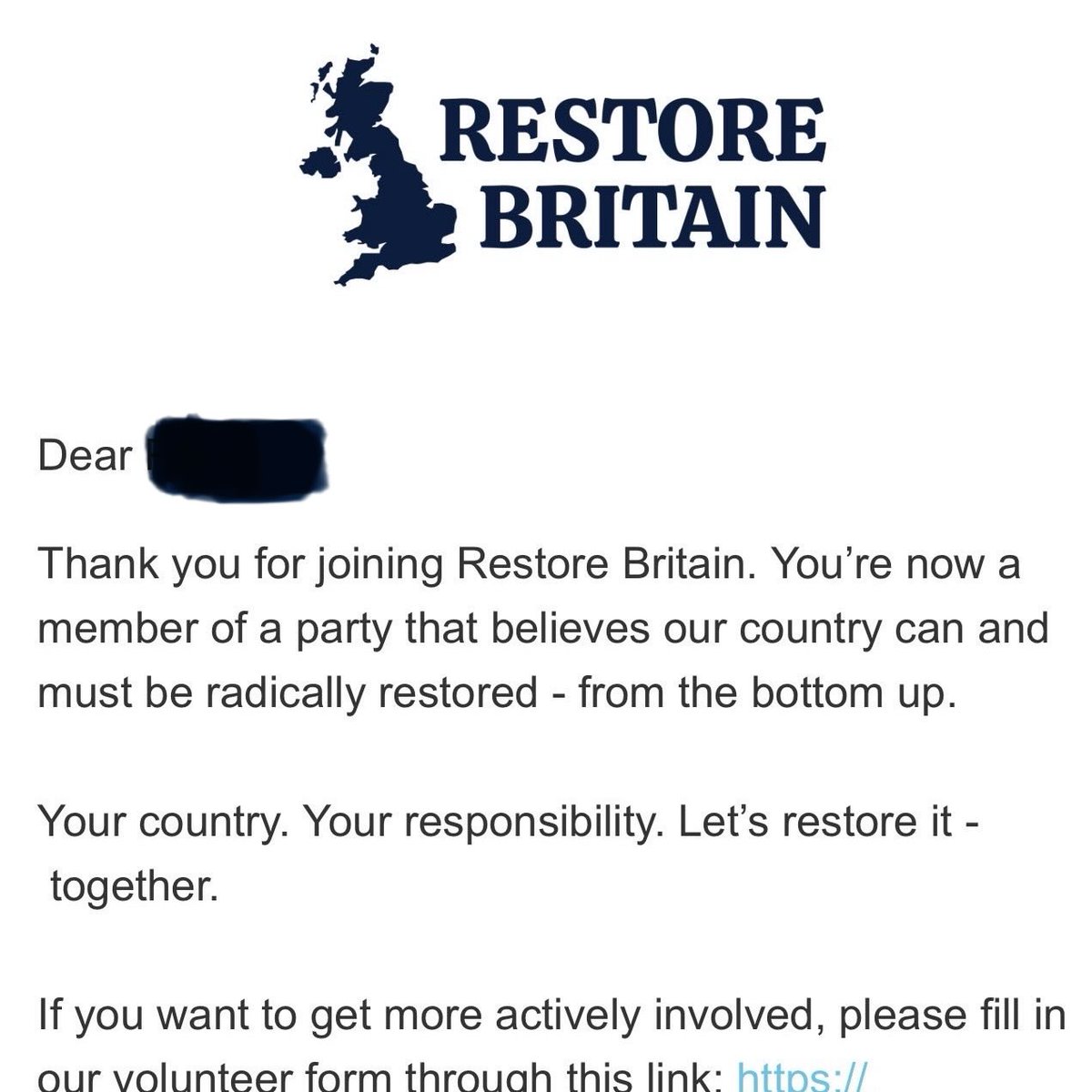 elaradot's tweet photo. I’ve joined @RestoreBritain_

Let’s spread the love for this beautiful country. Let’s bring back trust, civility, decency, and family.

Is having common sense racism? Is wanting to be safe Islamophobia?

Don’t care.

We aim high, vote Lowe
@RupertLowe10 is our PM

#RestoreBritain https://t.co/Tl4NfFsJwq
