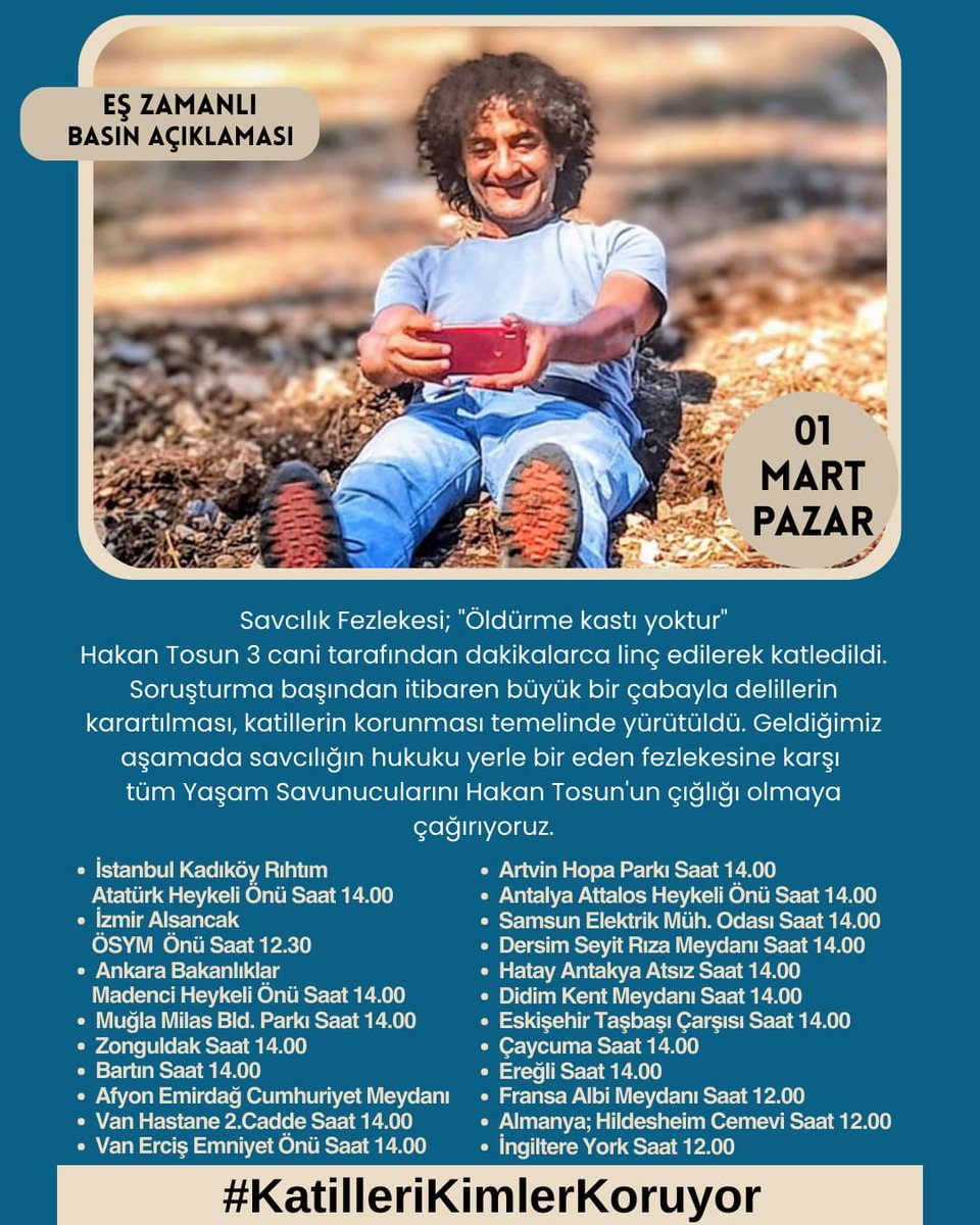 Sevgili Hakan Tosun’un davasına sahip çıkalım.
#KatilleriKimlerKoruyor