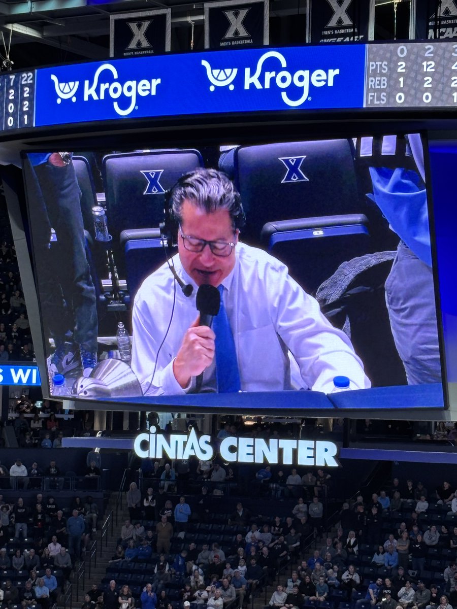 RollBlobPod's tweet photo. Herb Bauer honored at halftime, after 40 years of excellence as Xavier’s PA announcer. Games at Cintas will not be the same without hearing his voice https://t.co/dCyJYaZEuB