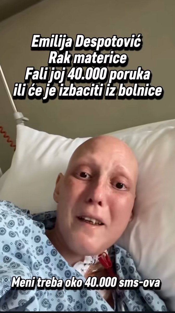 3️⃣0️⃣5️⃣ na 2️⃣4️⃣0️⃣7️⃣ ‼️‼️‼️
Ženi je potrebno još 40000 sms-ova da bi mogla da ostane u bolnici inače se prekida lečenje i ide kući! 
Pomozite ,šerujte ,pošaljite bar jednu poruku 🙏🏽