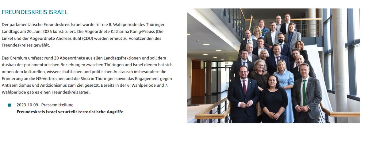 Ist es nicht an der Zeit, sich vom Thüringer Gremium "Freundeskreis Israel" zu distanzieren?

thueringer-landtag.de/abgeordnete/fr…