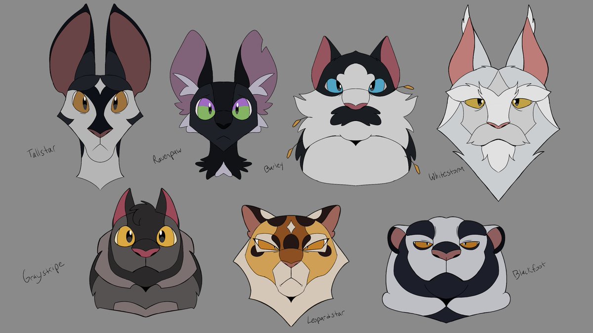 Oh boy, I've got a lot of designs to do- Unfortunately, they're not going to have much screentime in this MAP but I still give them all the love! They are someone's favorite character after all and I want to give animators some designs for crowd shots. 💖. 
#warriorcats #wc