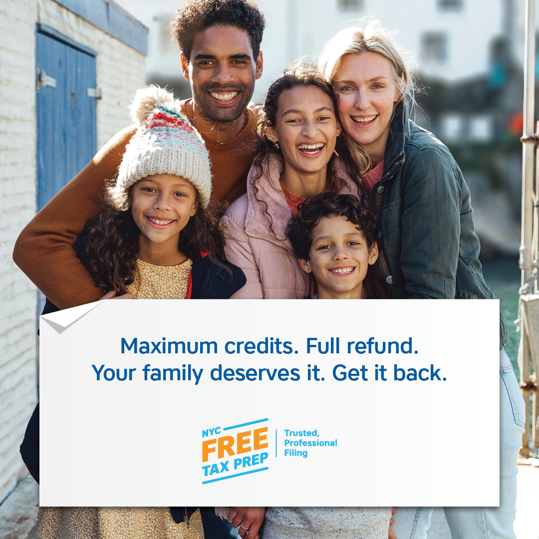 nycHealthy's tweet photo. It's tax time! Paid tax preparers can cost you HUNDREDS of dollars in fees that take away from your familyโs refund.
If you earned $97,000 or less in 2025, use NYC #FreeTaxPrep to file for FREE and keep your whole refund: https://t.co/BEwANYLaPm https://t.co/GxnbkuB0V0