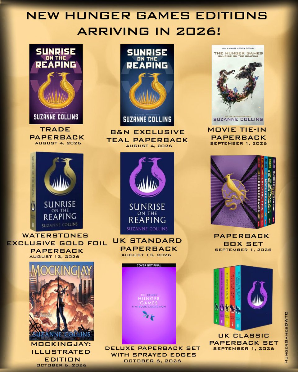 HungerGamesDWTC's tweet photo. 9 New Hunger Games editions arriving in 2026! https://t.co/vAnQVFevfz