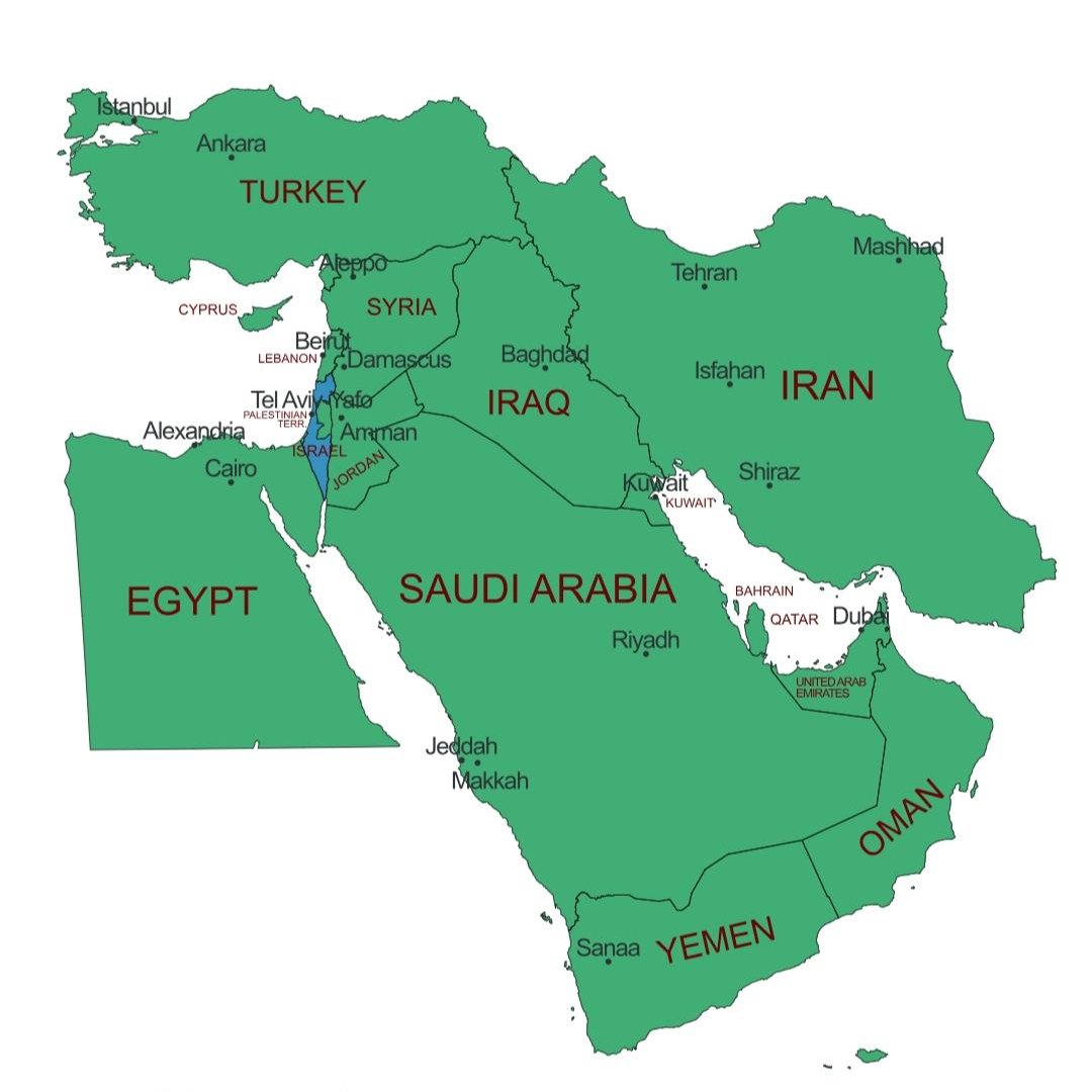 DailyTurkic's tweet photo. In the Middle East, only one country has nuclear weapons (marked in blue)

Missiles are flying and people are dying right now, all to protect the nuclear monopoly of this blue country. https://t.co/I5byOo6qDN