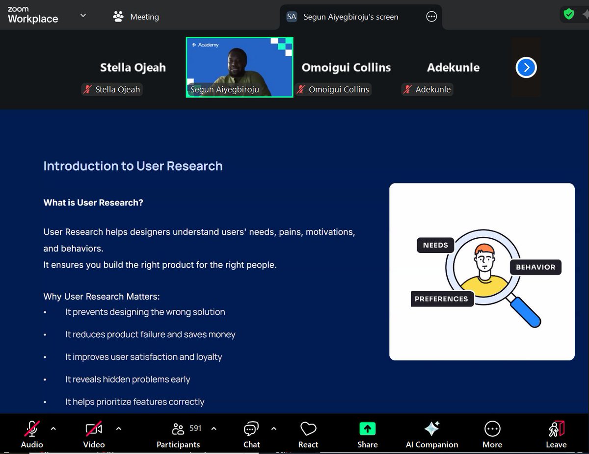 SOjeah58955's tweet photo. Big thanks to my tutor, Aiyegbiroju Olusegun, for an eye-opening class on User Research! 🙌

What’s one product you’ve used that promised a lot but didn’t quite deliver? I’m curious to learn from your experiences 👇 https://t.co/vYWbmU3mZD