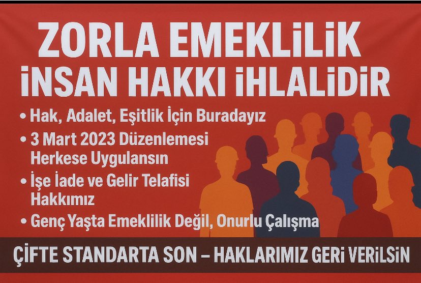 <a href="/eczozgurozel/">Özgür Özel</a> <a href="/avdenizyucel/">Av. Deniz Yücel</a> 🔥 UMUT HAKKI 🔥
696 KHK ile genç yaşta zorla emekli edilen binlerce insan için umut hakkı istiyoruz!
Çalışma hakkımız elimizden alındı primimiz eksik, maaşımız düşük
Biz ayrıcalık değil, işimize iade ve adalet istiyoruz.
Umut haktır, lütuf değil! <a href="/RTErdogan/">Recep Tayyip Erdoğan</a> #GSvALN #savaş altın