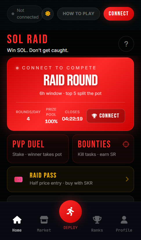 solraid_app's tweet photo. Imagine a game where you literally cannot get rugged. Round-based raids on Solana. Prize pool paid out to winners.
Round doesn't fill? Everyone gets refunded. No excuses. No risk of losing it all. Just pure competition. Solana Raid is different. #SolanaRaid https://t.co/JSkQOW9Aa8