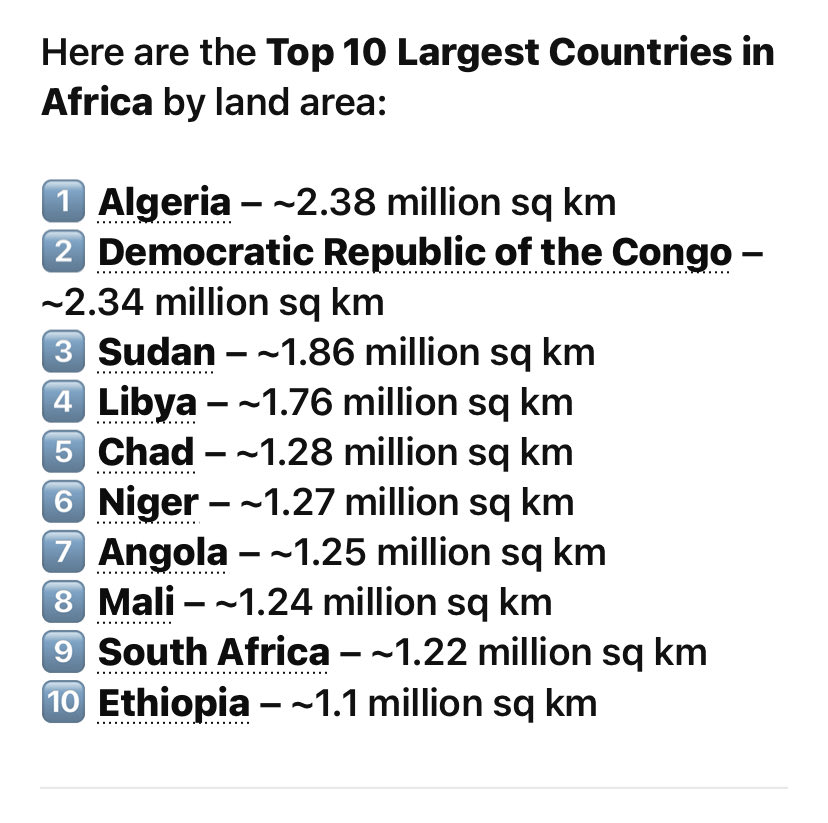 Olumide2332's tweet photo. Wow if someone tells me Nigeria is not even One of the largest countries , I really would argue to sole existence 

We’re not even on the top 10 so who gave us the giants of Africa lol 😄 https://t.co/K9PueepQo0