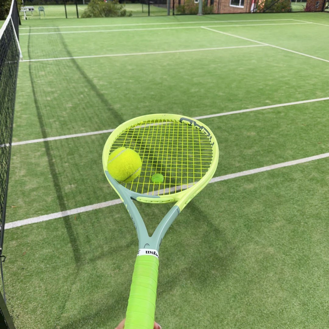 New racket, new goals, Let’s make every serve count 🎾 #TennisLove #weekend vibe