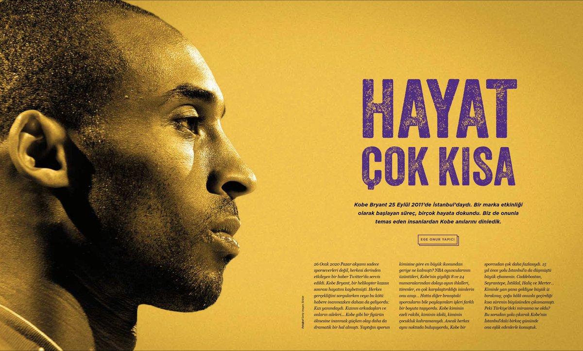 egeyapici9's tweet photo. Kobe Bryant, 15 yıl önce İstanbul’da birkaç gün geçirdi. Socrates Dergi’nin yeni sayısında Kobe Bryant’ın İstanbul hatıralarında yanında olan isimlerle o günleri konuştuk. https://t.co/vJjLcGXaoW
