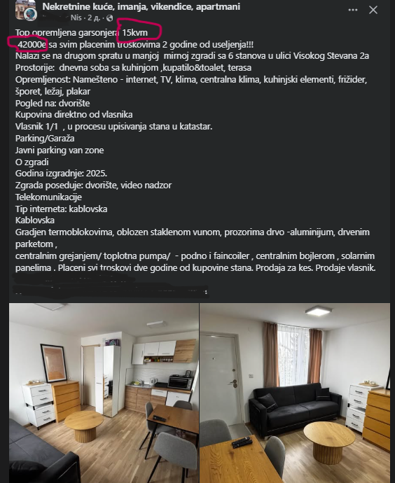 Možda neke ljude zaista treba u ludnicu, preventivno ...
Poenta je da je 15kvm nedovoljno za dostojanstven život u gradu...