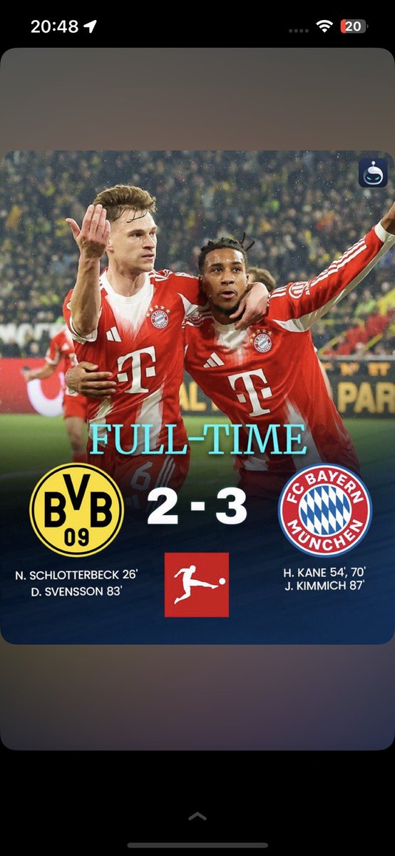 LeBarDuFootball's tweet photo. BUNDESLIGA 🇩🇪🔥
APRÈS CE BIG KLASSIKER LE VAINQUEUR DU MATCH EST LE BAYERN !
VICTOIRE 3-2 du Bayern sur la pelouse de Dortmund dans un KLASSIKER qu’a tenu toutes ses promesses
#Bundesliga #Bayern #Dortmund #BVBBAY https://t.co/PW6sgtFm0Z