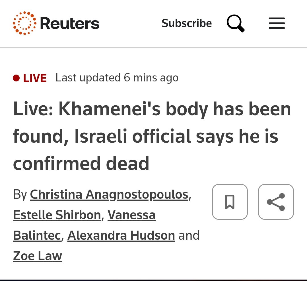 GyanJaraHatke's tweet photo. Khamenei's body has been found and he is confirmed dead, Israeli official says

https://t.co/RnI96VYtYb https://t.co/dWRUcWSD52