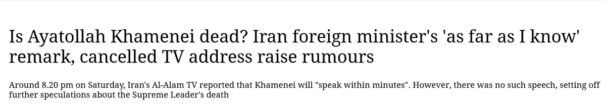 Tarkasuddha's tweet photo. @N12News Al-Alam TV: Supreme Leader speech coming soon.
Result: Abruptly cancelled. Silence.
N12 Report: Khamenei Eliminated.
In the intelligence world, a cancelled proof of life is a confirmation of death. The regime is officially headless.
#WhereIsKhamenei #Iran #Israel #Breaking https://t.co/RcHd5oLcVc