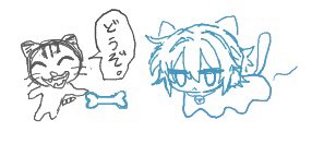 絵チャット楽しかったです！ありがとうございました　諸々見逃していたらスミマセン🙇これは五分刈りさんのネロを勝手に猫にして、ニャンチュウを付け足したものです