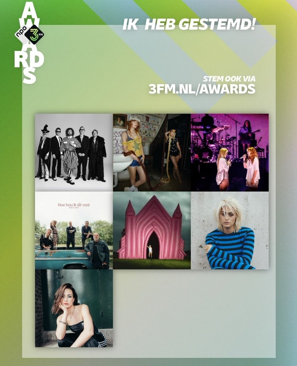 EefBmusic20's tweet image. Ik heb gestemd voor de 3FM Awards 2026! #3FMAwards npo3fm.nl/awards/stem/st… via @3fm