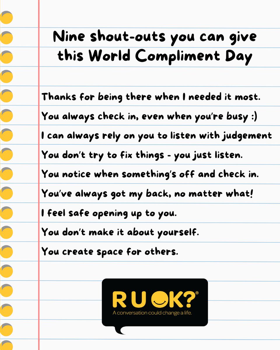 ruokanyday's tweet image. World Compliment Day is the perfect reminder to acknowledge the people who show up, listen deeply, and check in when it matters 💛

#WorldComplimentDay