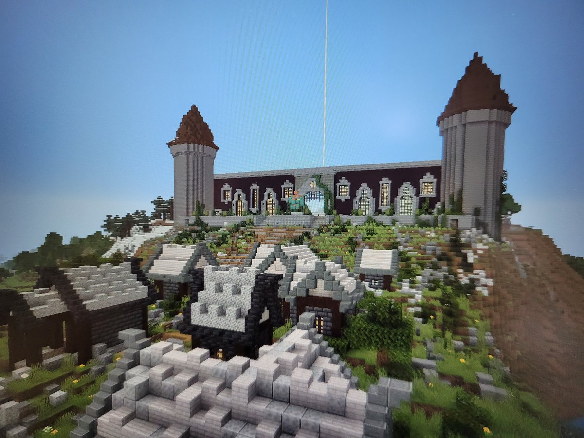 Landryj38's tweet photo. Terraforming the little village this weekend 
Not quite @BdoubleO100 level yet… but we’re learning 
Should I go more custom cliffs  paths… or keep it simple and cozy? 
#Minecraft #MinecraftBuilds #Terraforming #SurvivalMinecraft #MinecraftSurvival #GamingCommunity #BuilderLife https://t.co/IMjFVTzz6G