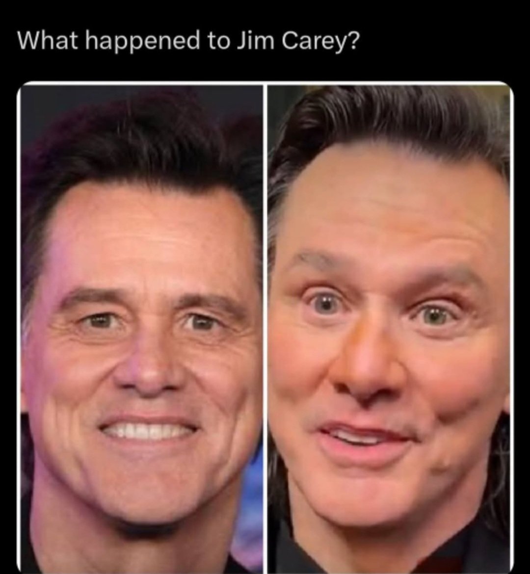 JoshMarco87's tweet image. WTF happened to Jim Carrey? Dude's unrecognizable.
Everyone saying replaced or body double... but check this:  They switched him with Charlie Kirk? 
Plastic surgery? Aging? Clone shit? Or am I onto something? Drop your take  #JimCarrey #CesarAwards #Unrecognizable #BodyDouble