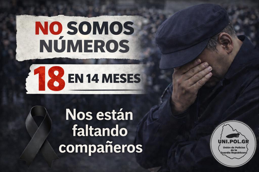 No somos números.
18 en 14 meses.

Detrás de cada número hay una historia, una familia y un uniforme que se apaga en silencio. El estrés, la presión y la falta de respuestas por parte del <a href="/Minterioruy/">Ministerio del Interior</a> siguen pasando facturas.

Sr. Ministro <a href="/CNegro7/">Carlos Negro</a> . 
Nos están faltando