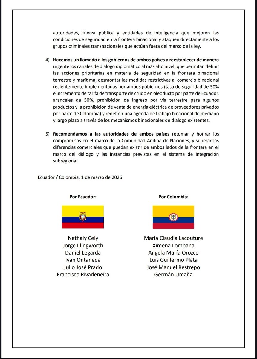 mclacouture's tweet image. Los ex ministros de Comercio, Industria y Turismo de #Colombia y @Ecuador nos unimos para hacer un llamado urgente al diálogo, la integración y la sensatez. 

El comercio bilateral, que sostiene miles de #empresas y #empleos, debe protegerse y fortalecerse, no restringirse. Las