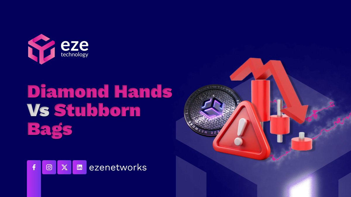 ezenetworks's tweet photo. Diamond Hands vs Stubborn Bags

Both look the same from the outside — someone holding while the price drops.

The difference is internal.

Diamond hands is when the original reason for buying is still valid.

The project is building, the fundamentals haven’t changed, and the holder trusts time to play out.

Stubborn bags is when the reason for buying no longer holds up, but the position stays open anyway — not because it makes sense, but because closing it hurts.

#ezenetworks #crypto