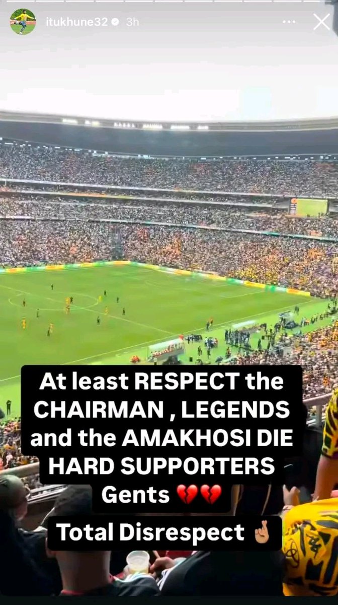 Itu Khune on his Instagram story urge players to respect the Chairman, Legends and Fans , since they don't respect themselves.  Today's loss was embarrassing 🚮