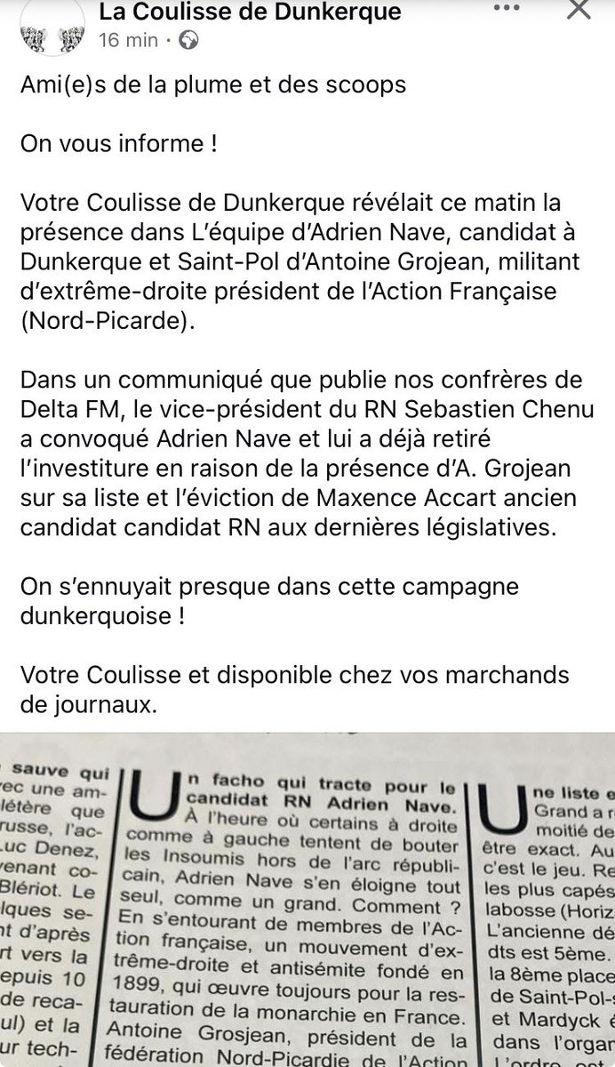 dlacroix5913's tweet photo. Veut gérer des villes : ne sait pas gérer les comptes d’une association !

Veut représenter l’extrême-droite : se fait dégager de son parti, pourtant créé par des Waffen-SS parce que trop à l’extrême-droite…

#municipales2026 https://t.co/5Cbp7MzCGH