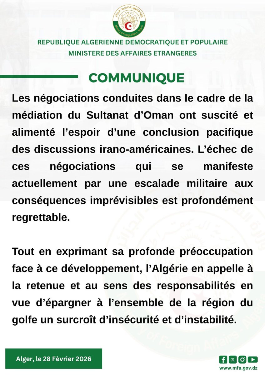 وزارة الشؤون الخارجية| MFA-Algeria tweet media