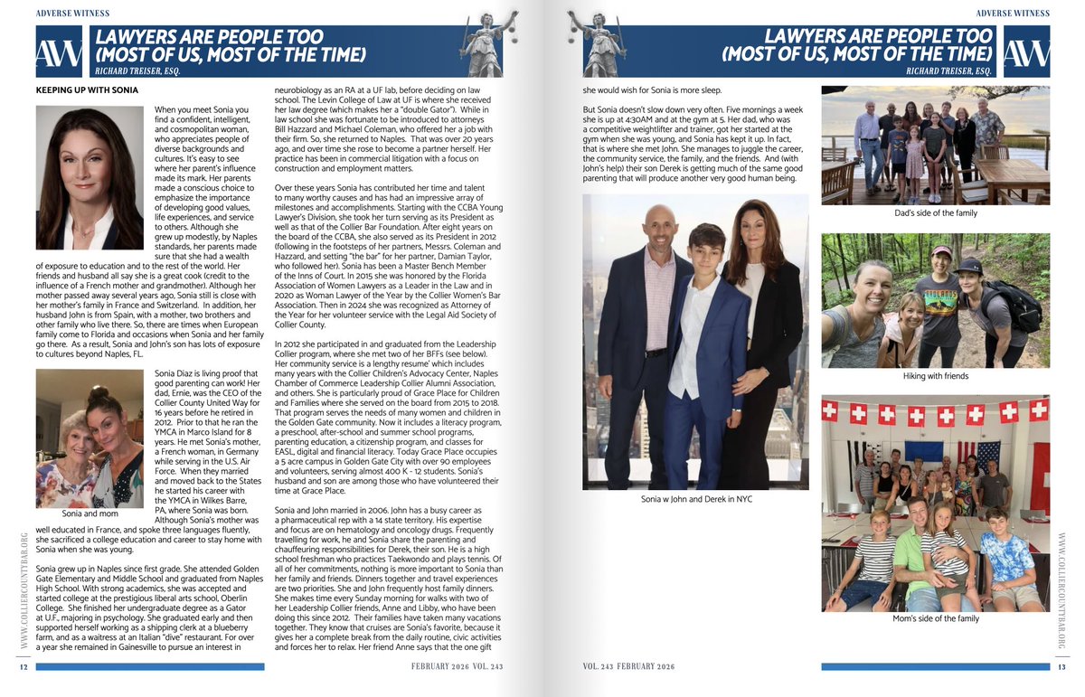 CTKDDTLaw's tweet photo. We are proud to share that our partner, Sonia Diaz, Esq., is featured in the latest issue of Adverse Witness in an article highlighting her professional journey, community involvement, and dedication to both her clients and family.

#CTKDDT #NaplesFL #FamilyLaw #EmploymentLaw https://t.co/tuIys6GKS4
