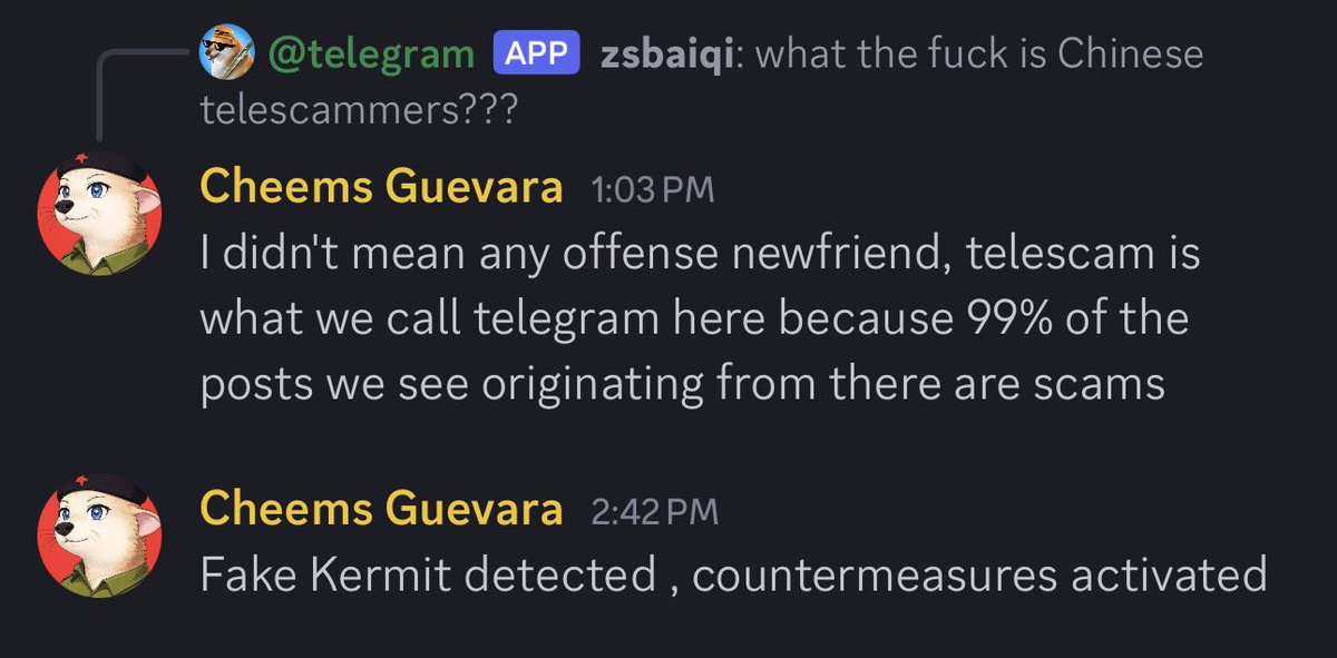 0xk3rmit's tweet photo. confession:

sometime i log on @TheCheemsToken discord, and have some laugh https://t.co/uH6XPZ7XsI