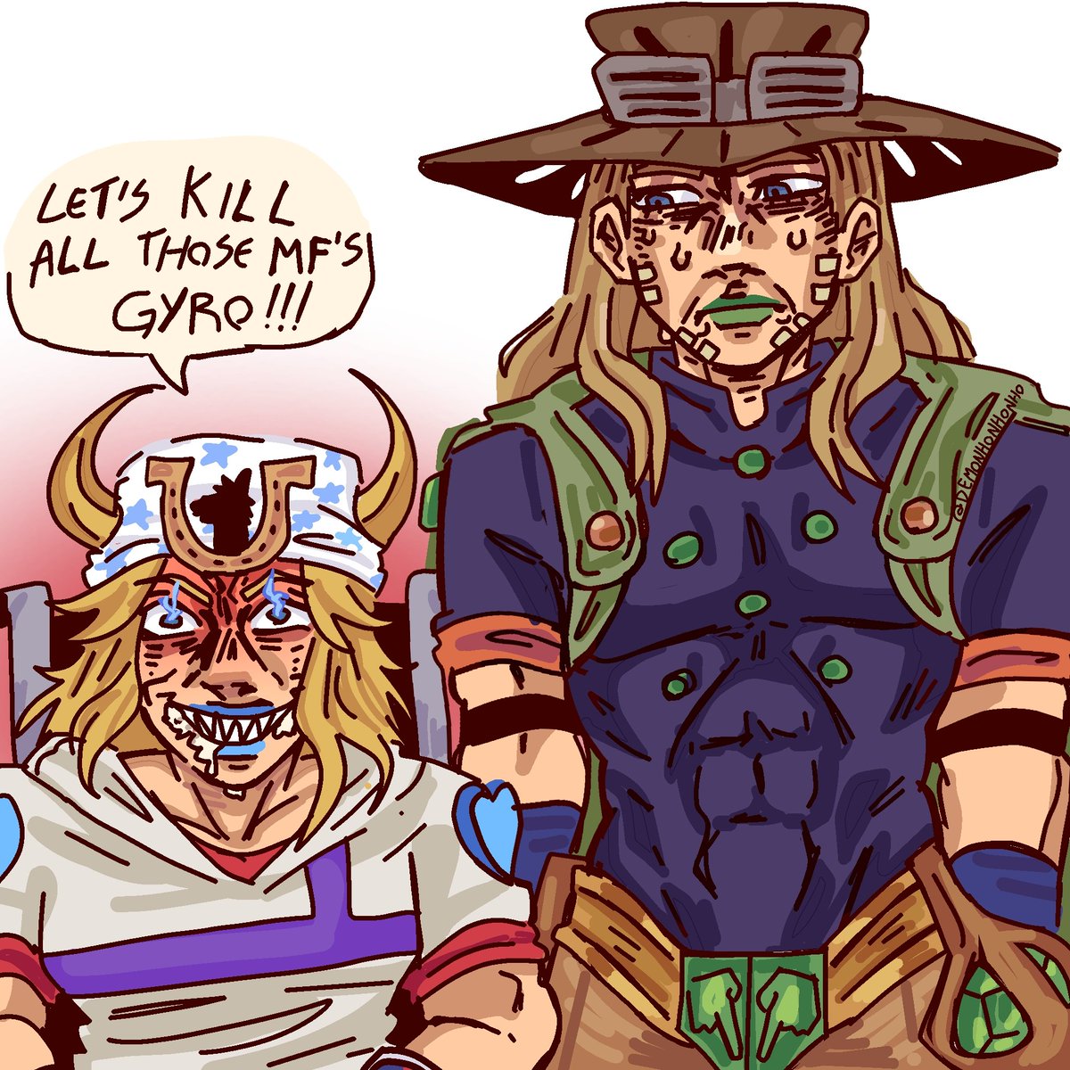 Demonhonho's tweet image. Calm down, Johnny😭

(19 days until steel ball run)
#johnnyjoestar #gyro #jojopart7 #jjba