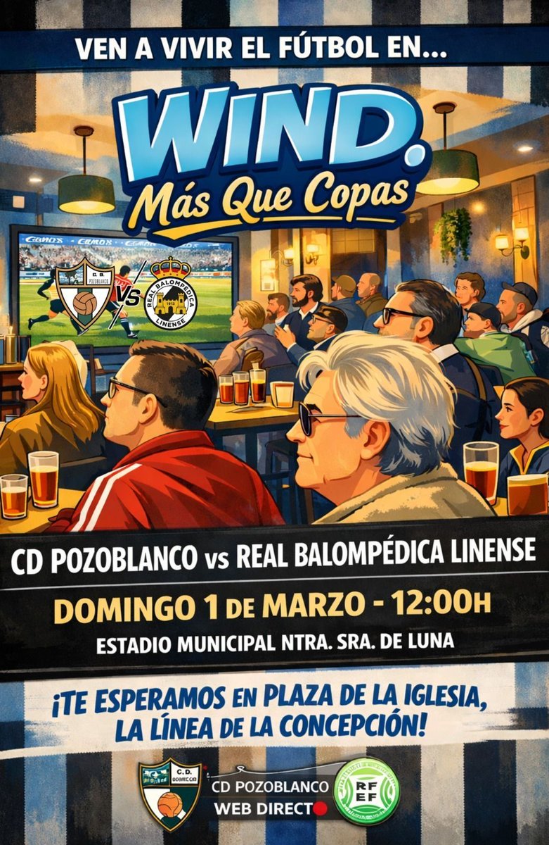 𝐉𝐎𝐑𝐍𝐀𝐃𝐀 𝟐𝟒 | 𝐓𝐄𝐑𝐂𝐄𝐑𝐀 𝐅𝐄𝐃𝐄𝐑𝐀𝐂𝐈𝐎́𝐍 | 𝐆𝐑𝐔𝐏𝐎 𝟏𝟎

<a href="/CDPOZOBLANCO/">C.D. POZOBLANCO</a>  🆚 <a href="/RBL1912/">Real Balompédica Linense</a>

🗓️ Domingo 1 de marzo
🕛 12:00 horas
🏟️ Estadio Municipal Nuestra Señora de Luna

🚙 ¿Cómo llego allí?: maps.app.goo.gl/yma6GhVTdFiJ7E…