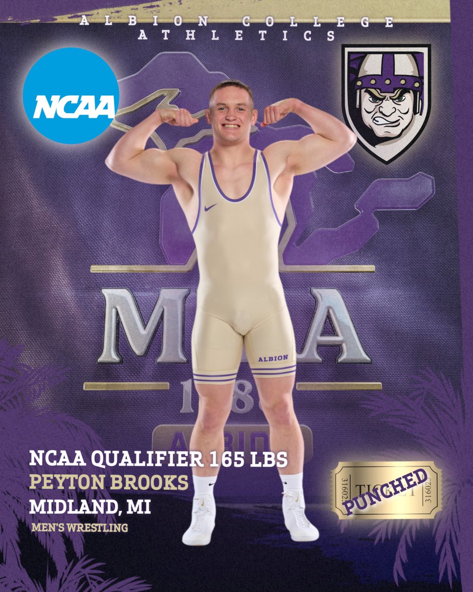 gobrits's tweet photo. Peyton Brooks becomes the fifth @AlbionWrestling athlete in program history to qualify for the NCAA Championships following a third-place showing in the 165 pound bracket at NCAA Regionals! https://t.co/RBjrYoC6mI