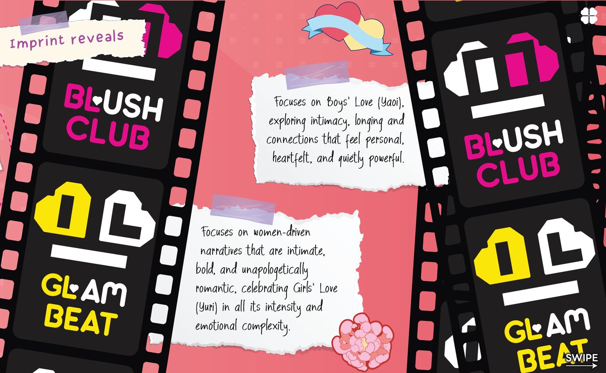 CrossedHearts_X's tweet photo. Our year so far ♡ (Part 2 of 4)
Two new imprints revealed.
Introducing Blush Club (BL) and Glam Beat (GL), dedicated spaces for stories that are heartfelt, bold, and unforgettable.
#CrossedHearts #BlushClub #GlamBeat #Imprints https://t.co/rylZok4m64