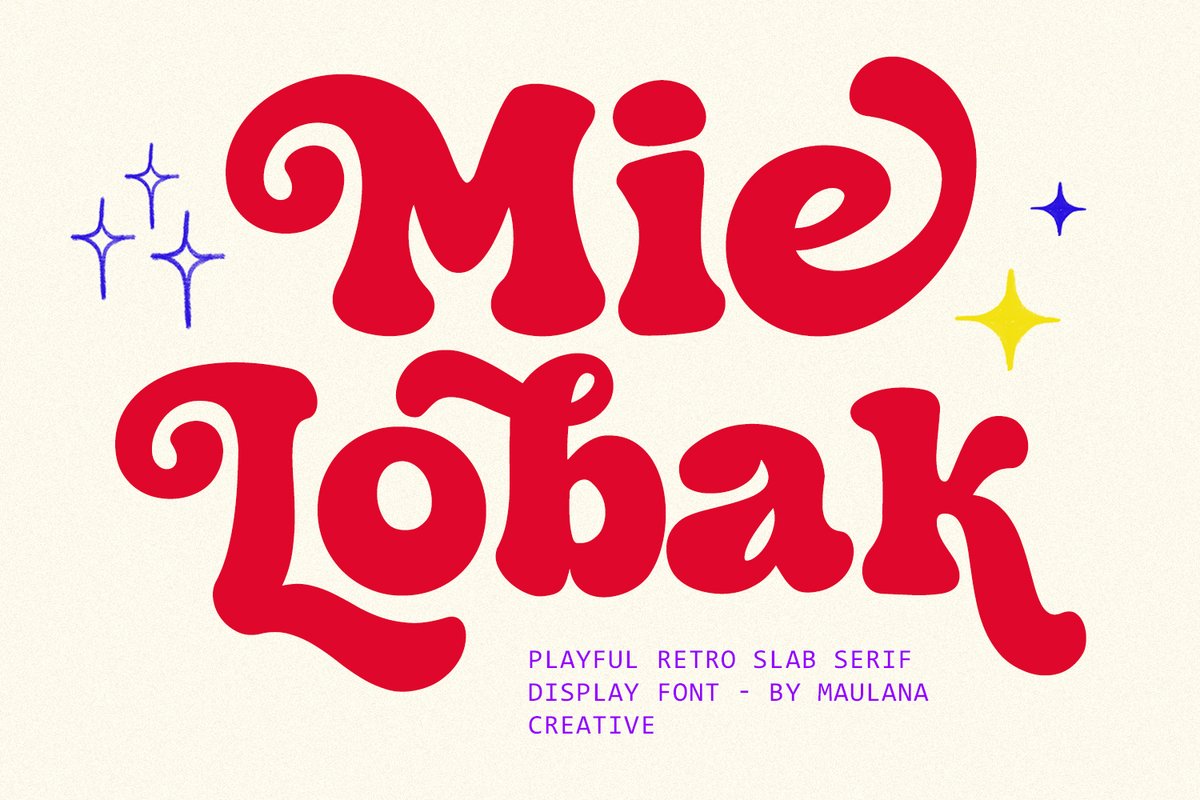 geelz_maulana's tweet image. maulanacreative.net/mie-lobak-play… 
#PlayfulType #VintageDesign #GroovyStyle #Typography #DisplayFont #GraphicDesign #RetroAesthetic #70sVibes #FontDesign #BrandIdentity #ChunkyFont #CreativeType #MaulanaCreative #TypographyInspiration #Logotype #VintageArt #ModernRetro #FunkyFonts