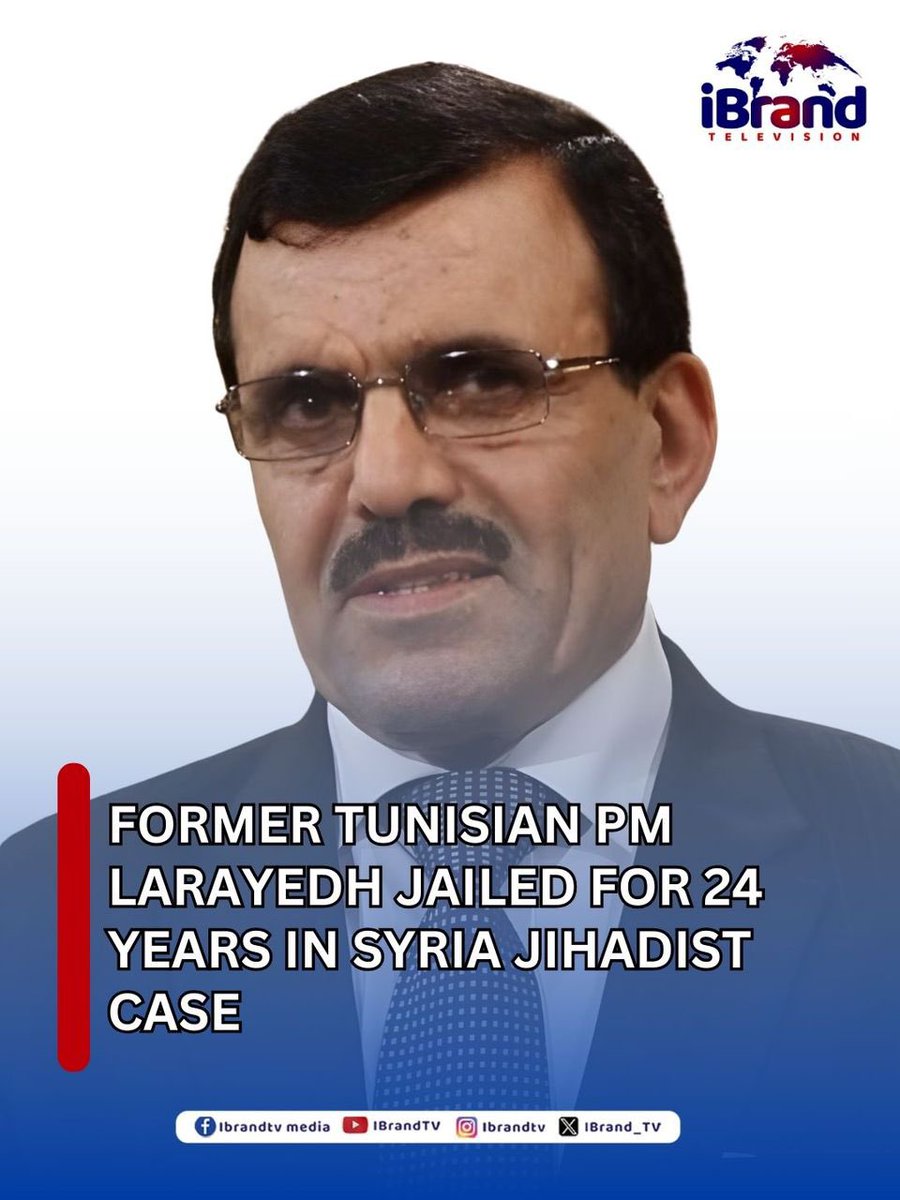 Former Tunisian prime minister Ali Larayedh was sentenced on Friday to 24 years in prison on charges of facilitating Tunisian jihadists’ travel to Syria over the past decade, state media said

#Barcelona #TahbuhLive #LEEMCI
Na VDM Kim Jong Un Dangote Refinery What is Nigeria