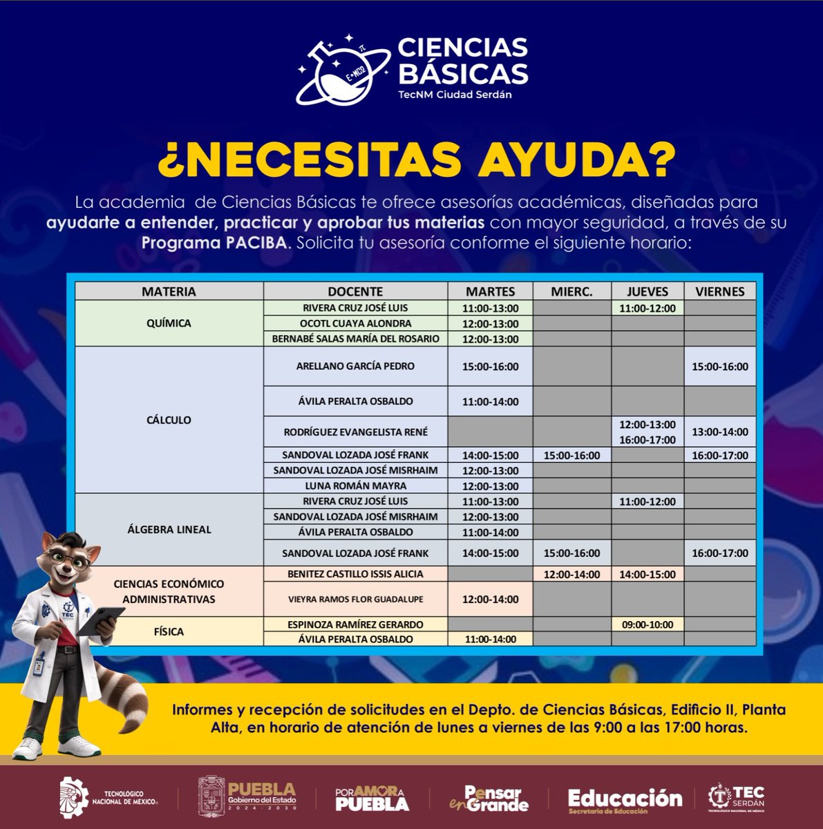 📚✨ ¡Impulsa tu aprendizaje con las ASESORÍAS PACIBA! ✨📚
Aprovecha esta oportunidad, refuerza tus conocimientos y avanza con mayor confianza hacia tus metas académicas. ¡Tu éxito también es nuestro compromiso! 💪🎓

#PorAmorAPuebla #PensarEnGrande 
#SomosTecNM #TecCdSerdán