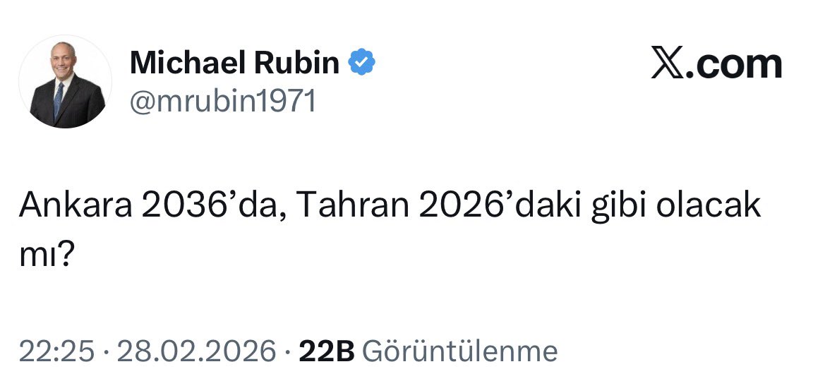 BismilMedya's tweet photo. AMERİKA'NIN YENİ HEDEFİ TÜRKİYE
📌American Enterprise Institute (AEI) kıdemli üyesi ve eski Pentagon yetkilisi Michael Rubin’in paylaşımı:

🔥“Ankara 2036’da, Tahran 2026’daki gibi olacak mı?” https://t.co/uDH1azlx7H