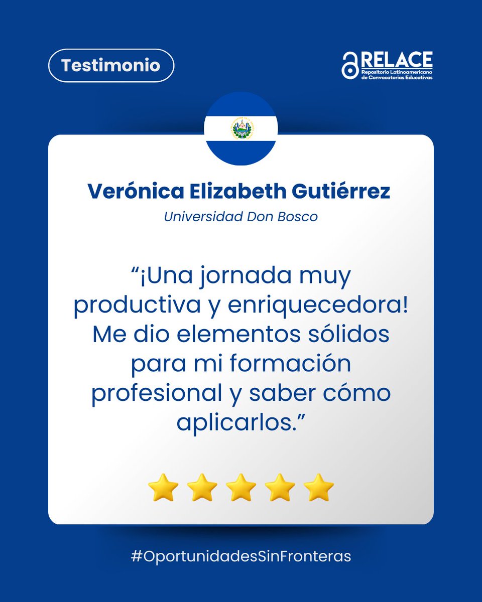 relaceorg's tweet photo. #TestimonioRELACE
⭐️⭐️⭐️⭐️⭐️

▶️ Revive el webinar “Tecnologías para la inspiración y la humanización del aprendizaje (TIHA): una aproximación práctica al uso ético de la IA” aquí:
🔗 https://t.co/fyVOu1Vxt5

#Testimonio #RELACE #OportunidadesSinFronteras #TIHA https://t.co/DPF98Y1a9f