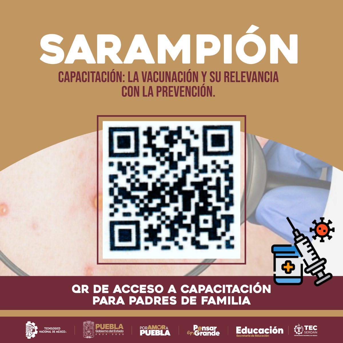 Información importante sobre la prevención del sarampión: en coordinación con la Dirección de Salud Pública y SNSP, compartimos material informativo dirigido a madres y padres de familia.
#PorAmorAPuebla
#PensarEnGrande
#SoyTecNM #OrgulloTecNM #SoyTecSerdan #SaludYPrevención