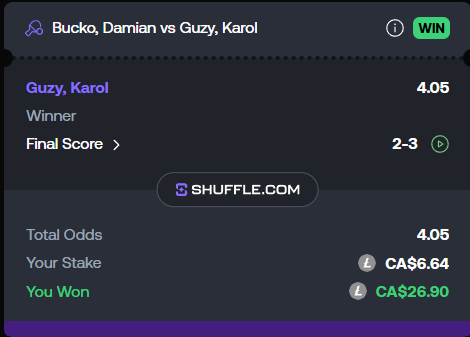 If you ever have pocket change from like a weekly or something and you just wanna cashout $20 cus you're down bad I highly recommend throwing it on a live table tennis game, it's quick and underdogs win all the time.