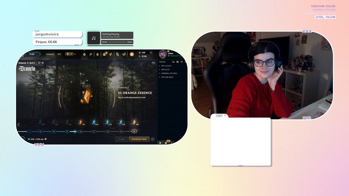 ymnaTweet's tweet image. Saturday chill stream 🥰🥰🥰
twitch.tv/ymna
Some rankeds, songs and last battle pass giveaway!
Come join me 💜💜💜

#LPP #stream #leagueoflegends